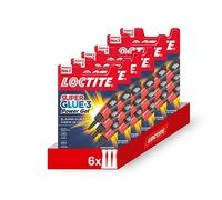 Pack de 6 unidades Loctite Pegamento Adhesivo Super Glue 3 Power Gel - Pegamento de Cianocrilato Superglue en Gel Resistente a Golpes y Agua