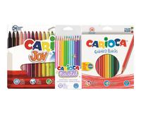 Pack de 60pcs Carioca Rotuladores Joy Finos y con Punta Bloqueada de 2,6 mm con Tinta Lavable 24 Colores, Lapices Pastel 12 Colores Y Lapices 24 Colores