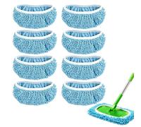 Pack de 8 Fundas Compatibles con Swiffer, Recambios Lavables de Microfibra Chenilla para Limpieza en Seco y Húmedo, Reutilizables para Suelos Duros, Azul