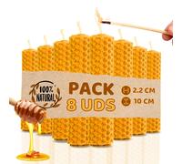 Pack de 8 Velas de Miel de Abeja para Rituales 100% Natural - DECEVI - Hechas a Mano - Origen España - SIN PARAFINA - Velas 10 cm x 2,2 cm - Enciende la Magia de la Luz Suave y Cálida