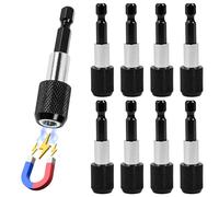 Pack de 9 Portapuntas Magnéticos 1/4" Seguro Anti-Caída 60mm Adaptador Puntas Atornillador de Acero que No Dobla para Taladro de Impacto, Montaje de Muebles, Instalación de Pladur y Armarios de Cocina