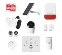 Pack de Alarma para casa conectada Touch Pro - sin suscripción con cámara Interior HD, 2 cámaras Exteriores, Sirena Solar, Detector de Humo, 2 sensores de Puerta - Alexa & Google Home