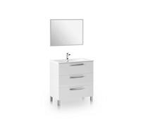 Pack de baño con lavabo cerámico Feel Glossy white