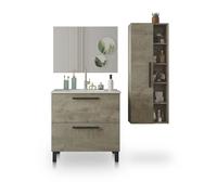 Pack de baño con lavabo cerámico y columna Sense Plus V2 Alaska oak