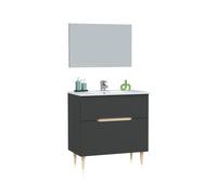 duehome - Pack de baño con lavabo Opera 80 Anthracite - oak