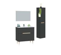 duehome - Pack de baño con lavabo y columna Opera 80 Anthracite - oak
