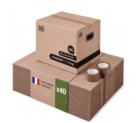 Pack de cajas de cartón para mudanza 36L - 40x30x30 cm - certificados FSC 70% - Pack and Move (40)
