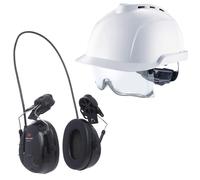 Pack de casco de obra y protección auditiva con modulación sonora
