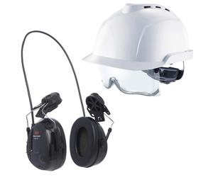 Pack de casco de obra y protección auditiva con modulación sonora