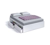 Miroytengo Pack de Dormitorio Doble Color blanco artik (mate) con detalles en gris antracita 150 cm White - gray - 150x190 cm 630.2