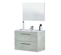 Miroytengo Pack de Muebles de Baño Aruba en Color Cemento o Blanco con Mueble de Baño, Columna, Espejo y Lavamanos Cerámico Gray