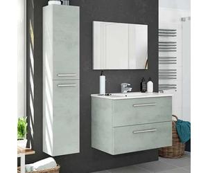 Pack de Muebles de Baño Aruba en Color Cemento o Blanco con Mueble de Baño, Columna, Espejo y Lavamanos Cerámico