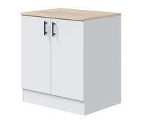 Pack de Muebles de Cocina Kira Modular en Blanco Brillo y Roble Canadian con Fregadero 4 Módulos Puertas Cajones Estantes White - light wood