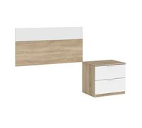 Pack de muebles de dormitorio juvenil luca en color blanco y roble canadian formado por armario, cabecero y mesita (escritorio opcional)