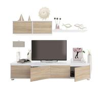 Pack de muebles salón moderno en blanco mate y roble canadian 41 cm