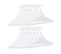 Pack de perchas infantiles, 40 unidades, Perchas madera, Niños y niñas, Blanco