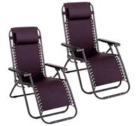 Pack de Sillones tumbona Gravedad Cero Negro Antracita, Reclinables | Textileno Alta Resistencia, con Bloqueo de Seguridad y Ligeras Acero, de 95x65x106 cm, Para Exterior, Jardín, Terraza.