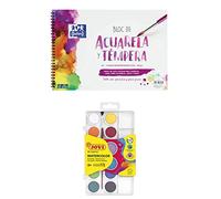 Pack dibujo acuarela: Bloc Oxford liso (A4+, 10 hojas, 300 gr) + Estuche acuarelas Jovi (12 colores)