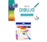 Pack dibujo lápiz: Bloc Oxford liso y 2 taladros (A4+, 20 hojas, 130 gr) + Lápices de colores Jovi (24 uds)