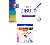 Pack dibujo lápiz: Bloc Oxford recuadro (A4, 20 hojas, 130 gr) + Lápices de colores Jovi (24 uds)