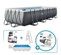 Pack essential piscina desmontable rectangular 5,5 m con depuradora wifi y accesorios de limpieza
