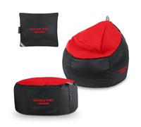 Pack Gamer Junior Rojo: Puff Gamer JUNIOR + Reposapies + Cojín HAPPERS - Cómodo, ligero y resistente. Make it Happers®