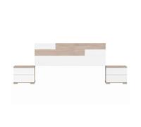 Miroytengo Pack Habitación Matrimonio Onix Blanco Y Roble Camas 150 cm (cabecero+mesitas+armario) White - light wood - 150x190 cm 595.7