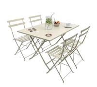 Pack jardín Greensboro Beige mesa plegable y 4 sillas plegables exterior
