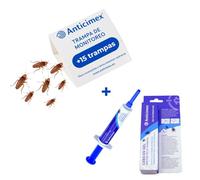 Pack Mata Cucarachas Profesional: 15 Trampas Adhesivas + Gel Cucarachas | Trampas + Jeringuilla para Todo tipo de Cucarachas | Veneno | Seguridad Niños y Mascotas - ANTICIMEX