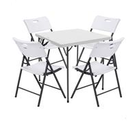 Lifetime - Pack mesa rectangular 94x94 cm y 4 sillas plegables, color blanco, fabricadas en HDPE y acero resistente, con protección UV, patas con topes protectores, ideal para interior y exterior, per