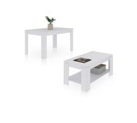 Duehome - Pack mesa de comedor 123 y mesa de centro Lya Artik white