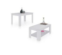 Duehome - Pack mesa de comedor 140 y mesa de centro Lya Artik white