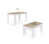 duehome - Pack mesa de comedor 140 y mesa de centro Vita Artik white - canadian oak