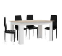 Pack mesa de comedor o cocina + 4 sillas en polipiel/metal