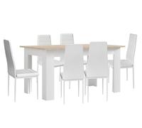 Pack mesa de comedor o cocina + 6 sillas en polipiel/metal
