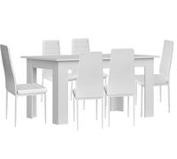 Pack mesa de comedor o cocina + 6 sillas en polipiel/metal