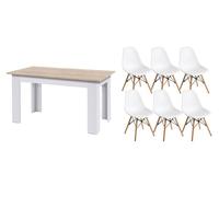 Pack mesa de comedor o cocina fija + 6 sillas estilo nordico