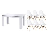 Pack mesa de comedor o cocina fija + 6 sillas estilo nordico