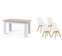 Pack mesa fija de comedor o cocina + 4 sillas nordic