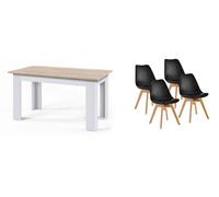 Pack mesa fija de comedor o cocina + 4 sillas nordic