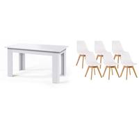 Pack mesa fija de comedor o cocina + 6 sillas nordic