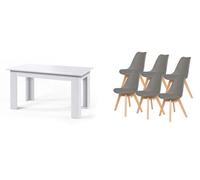 Pack mesa fija de comedor o cocina + 6 sillas nordic