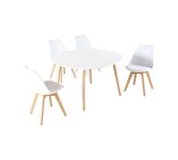 Miroytengo Pack Mesa Y 4 Sillas Comedor Estilo Nórdico Moderno Salón Color Blanco Y Roble Patas Madera Light wood - white -