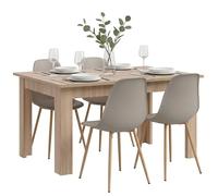 Miroytengo Pack Mesa y 4 Sillas Comedor Salón, Mesa Fija, Roble Sonoma y Sillas Beige