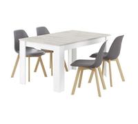 Pack mesa y 4 sillas estilo nórdico en gris cemento estilo moderno 90 cm