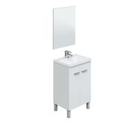 Miroytengo Pack mueble aseo 2 puertas con espejo + armario pared + armario alto color blanco (LAVAMANOS INCLUIDO) White -