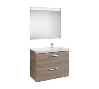 Mueble de Baño 2 Cajones y Patas Opcionales Prisma 90cm Fresno Roca - Sin toallero / Sin conjunto de patas / Sin caja organizadora + Sin caja organizadora + Sin set de 2 colgadores