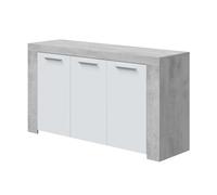 Pack muebles comedor color cemento y blanco salón industrial (mesa centro + aparador + mesa comedor) 78 cm