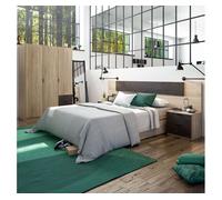 Miroytengo Pack Muebles Dormitorio Andy Armario Cabezal 2 mesitas Cama 150x190 2 cajones Estilo Industrial habitación oxido Brown -