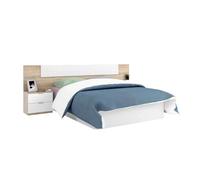 Pack muebles dormitorio estilo nórdico para camas 150 cm (cabezal+2 mesitas+armario) 247 cm